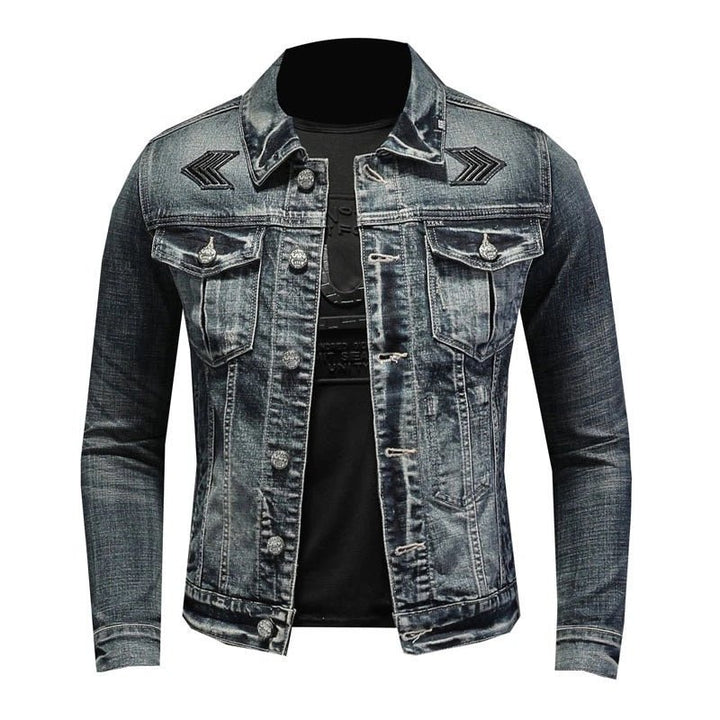 Stilla | Herrer Sort Denimjakke - Stonewashed-stil
