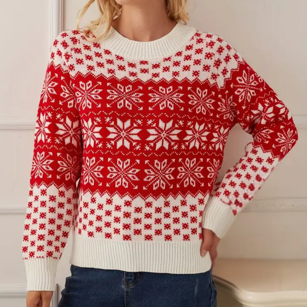 Stilla | Strikket Juletrøje Dame Sneflokke Design