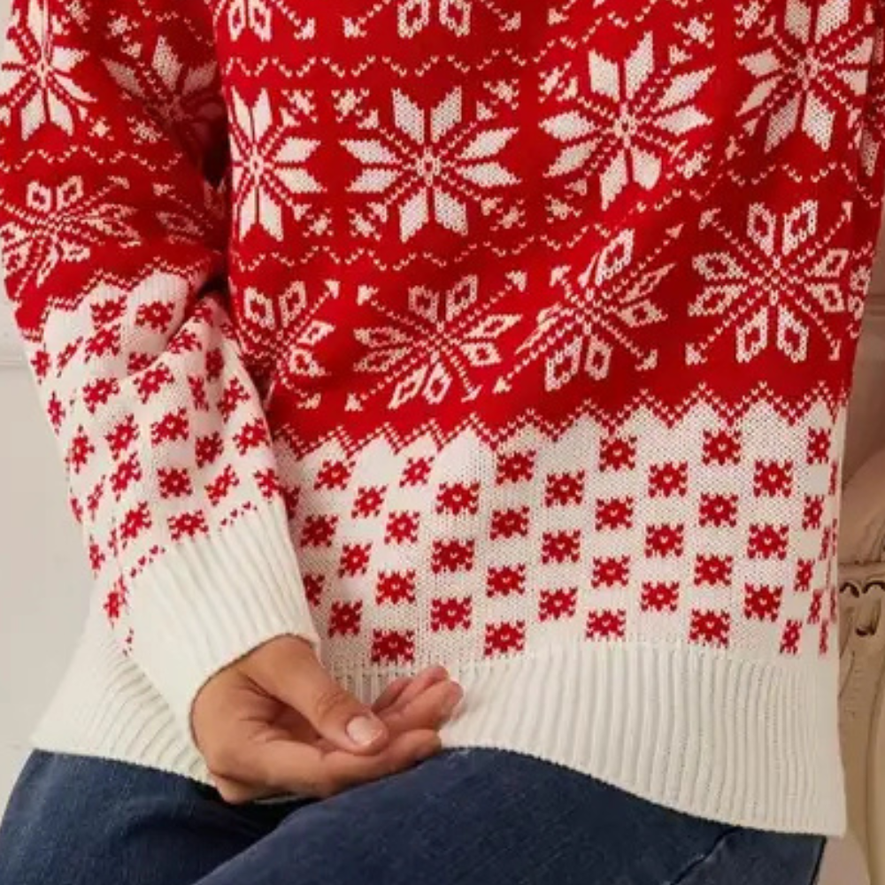 Stilla | Strikket Juletrøje Dame Sneflokke Design