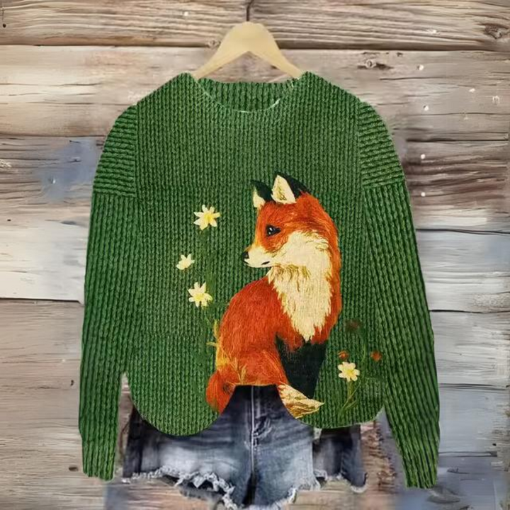 Stilla | Lang, Løs Sweater Med Dyremønster