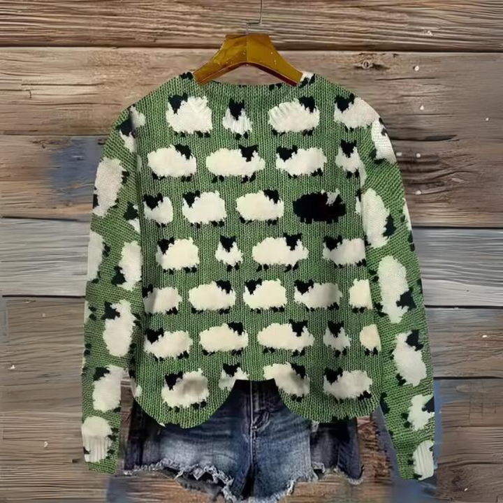 Stilla | Lang, Løs Sweater Med Dyremønster