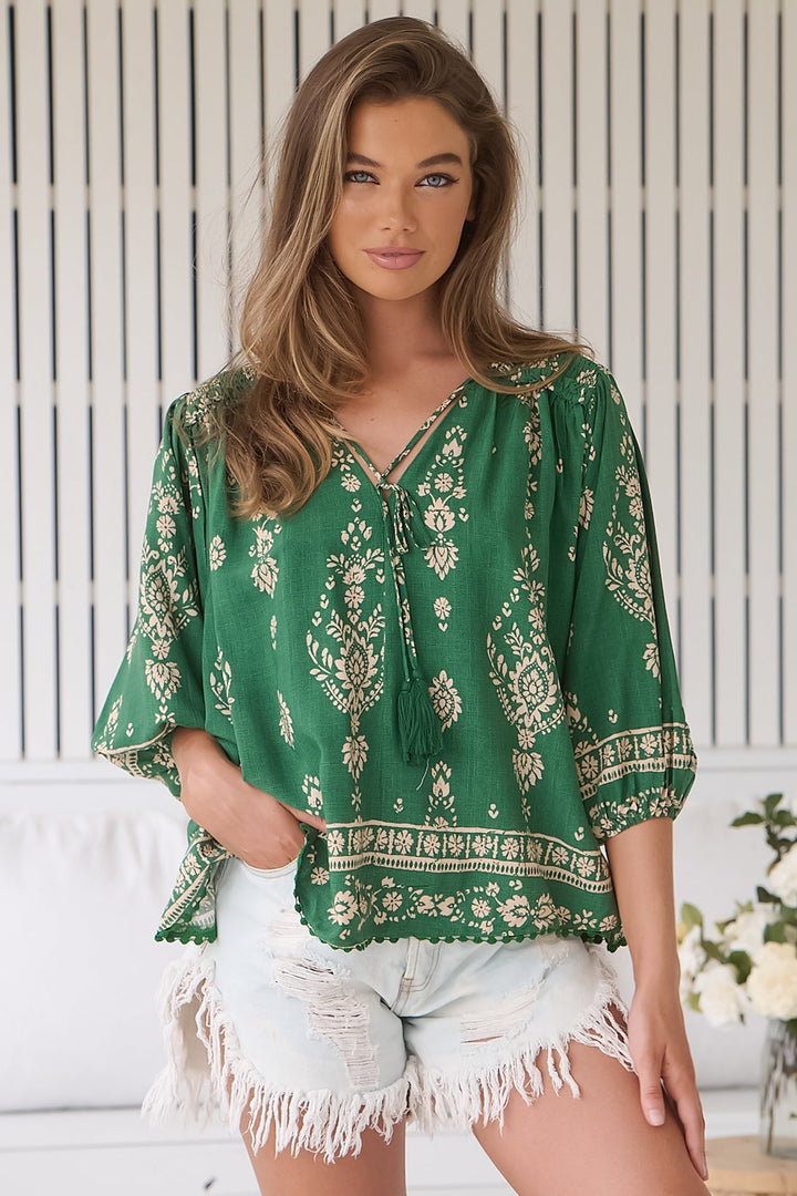Stilla | Boho Blusentop Med Print