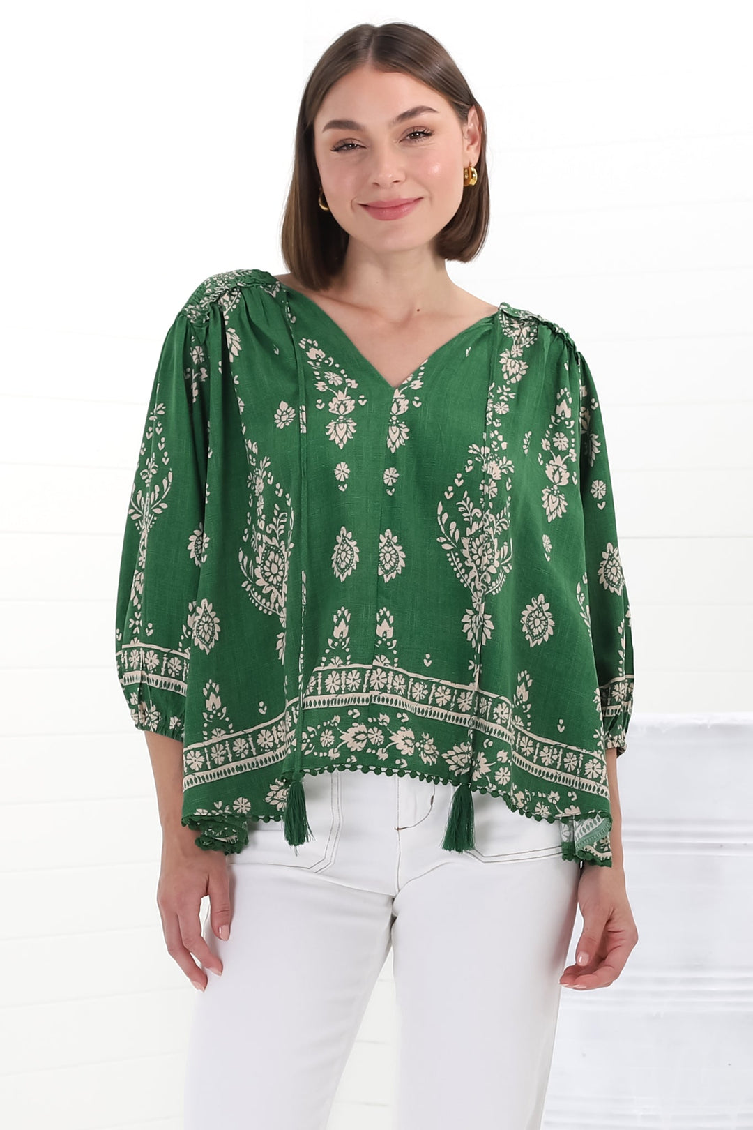 Stilla | Boho Blusentop Med Print