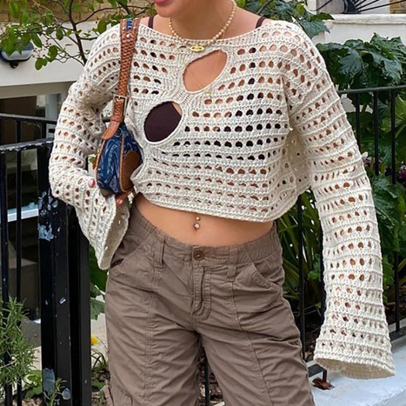 Stilla | Croptop Kvinde Med Vintage Y2k Spidsmønster