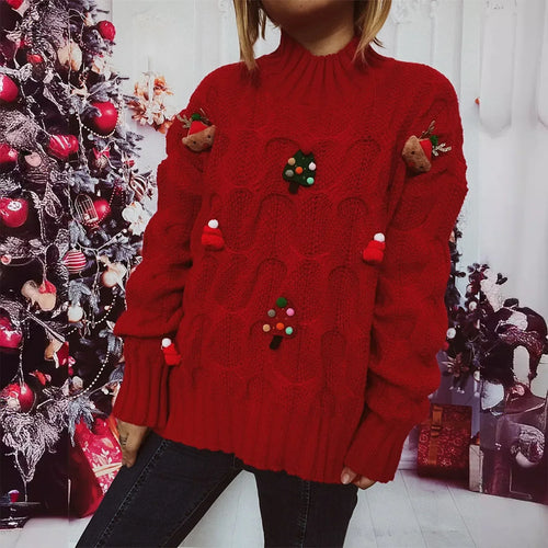 Stilla | Rullekravepullover Patchwork Julefigur Kvinde