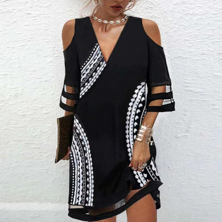 Stilla | Sexy Bodycon Off Shoulder V-hals Mini Kjole
