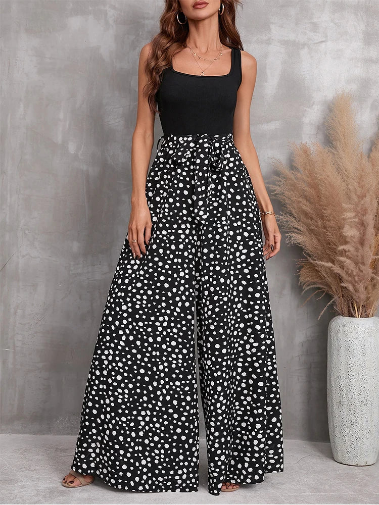 Stilla | Overall med Bred Ben og Polka Dot Print