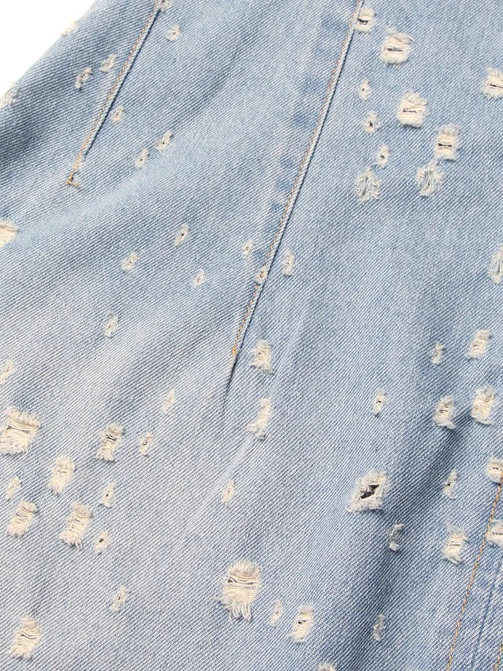 Stilla | Distressed Denim A-line Kjole