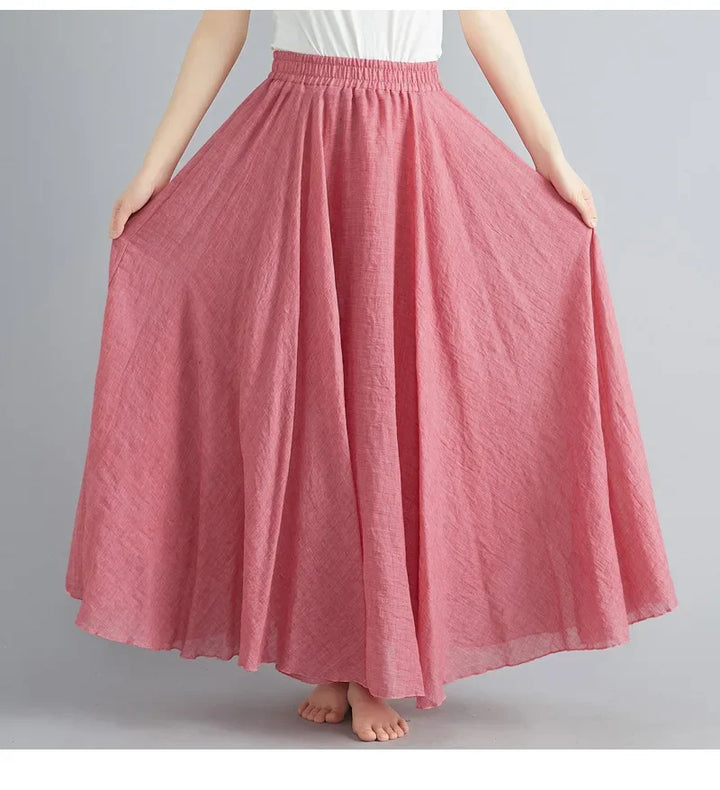 Stilla | Mode Bomulds Linned Tøj Kvinder Nederdele Maxi Y2k Elegant Strand Saia Ropa Mujer Afslappet Kjole Boho Lang Nederdel Faldas Harajuku