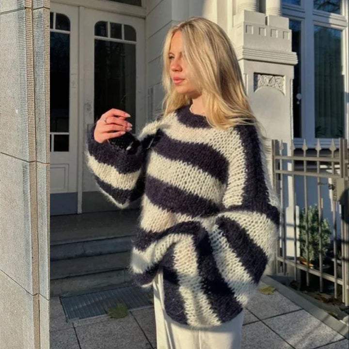 Stilla | Stribet Pullover Af Groft Uld