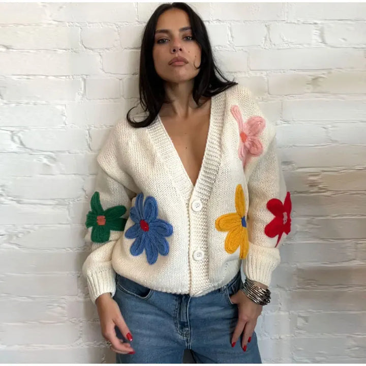 Stilla | Strik Pullover Elegant Blomsterdesign
