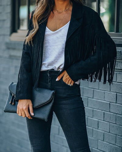Stilla | Fringed Strikjakke Med Pompon Kant, E Girl Motorcykeljakke, Vintage Streetwear Fra 90'erne, Seje Designs