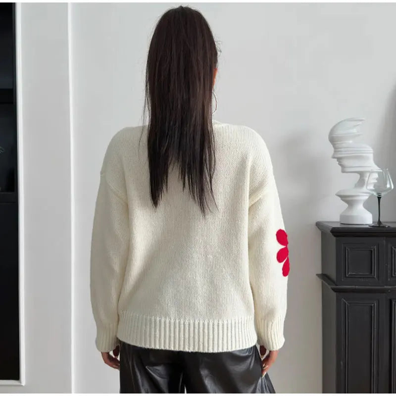 Stilla | Strik Pullover Elegant Blomsterdesign