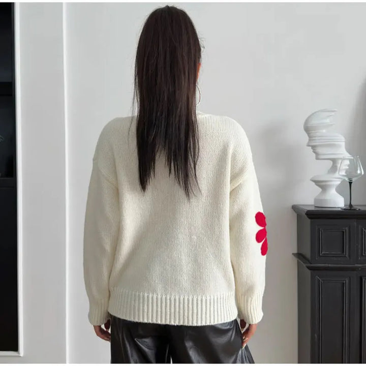 Stilla | Strik Pullover Elegant Blomsterdesign