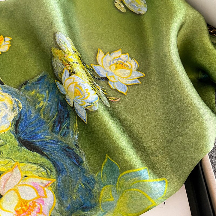 Stilla | 100% Silke Firkantet Chic Blomst Dekoration Til Kvinder