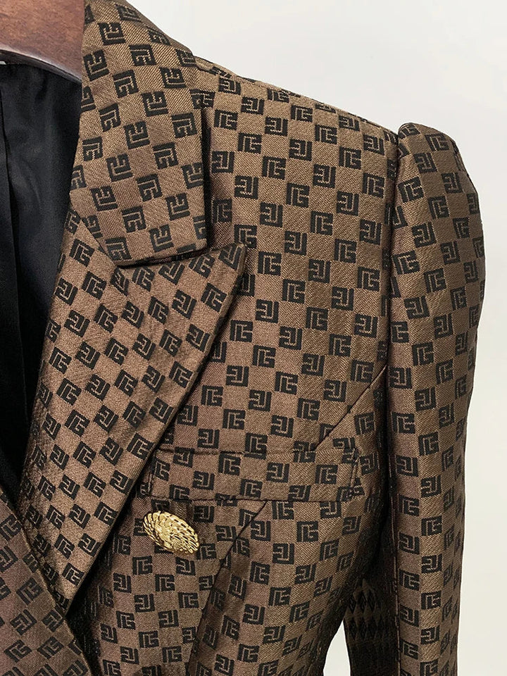 Stilla | Blazer med dobbelt knaplukning i monogram jacquard