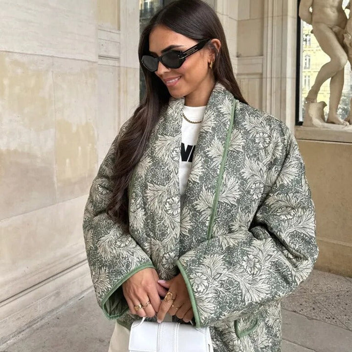 Stilla | Overdimensioneret Trykt Frakke Med Lange Ærmer Til Kvinder