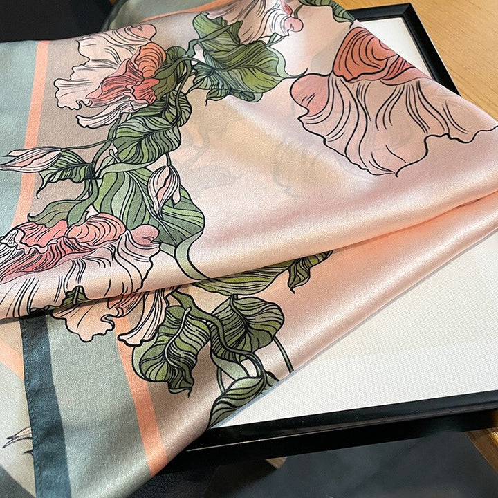 Stilla | 100% Silke Fyrkant Blomst Pink Kvinde