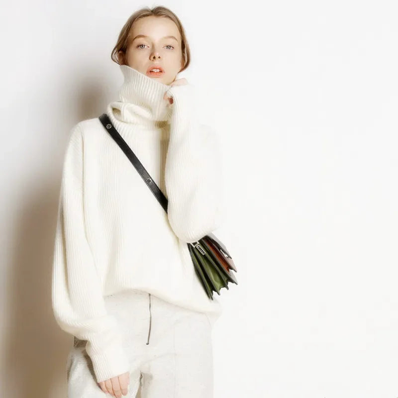 Stilla | Rullekrave Sweater Oversized Stil til Fritid og Kontor