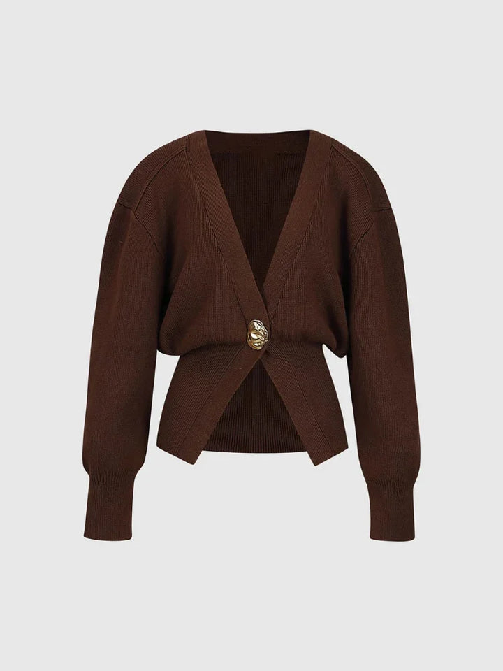 Stilla | Elegant strikpullover til damer med ensfarvet knaplukning