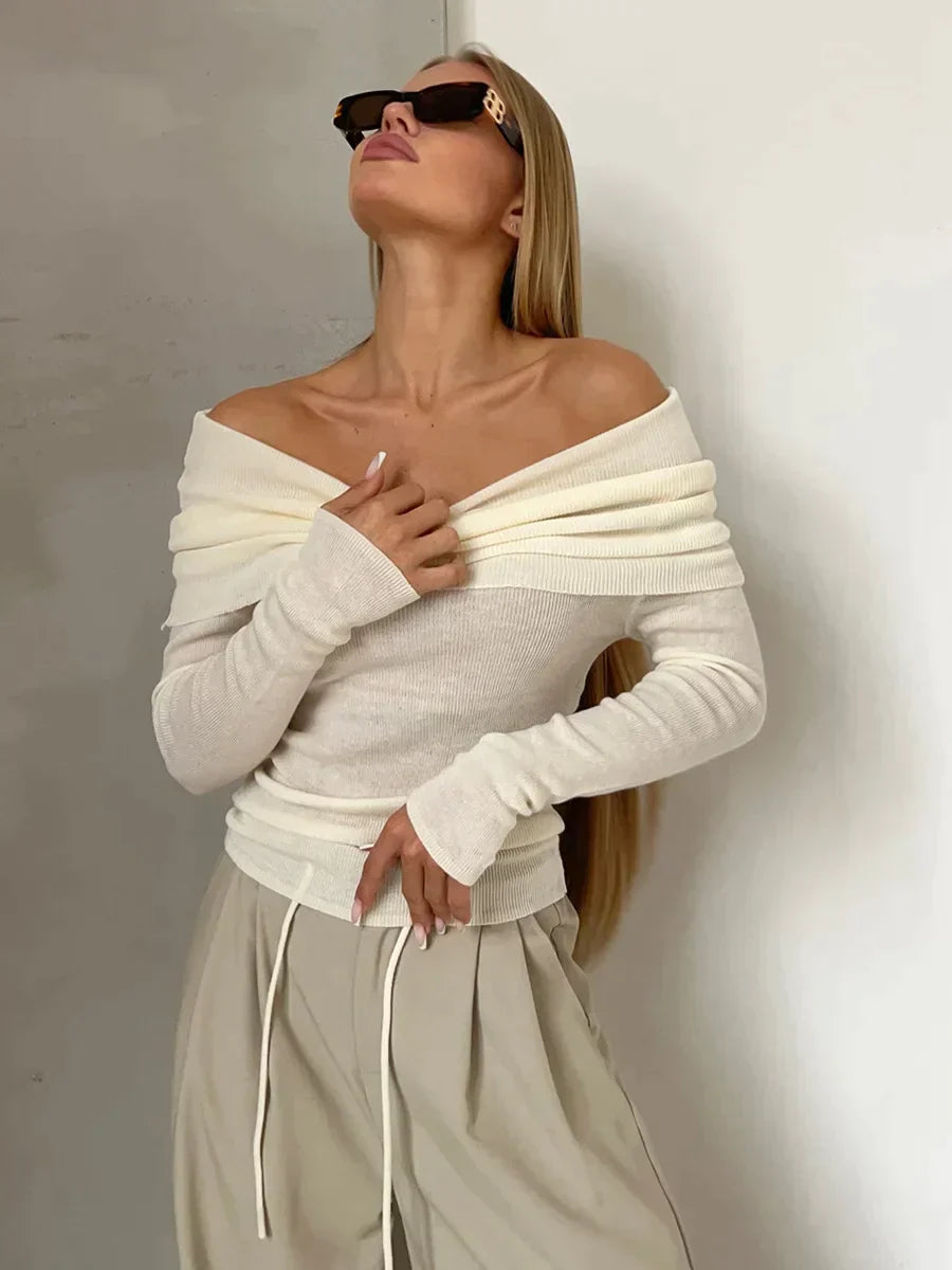 Stilla | Cashmere Trøje Med Bare Skuldre