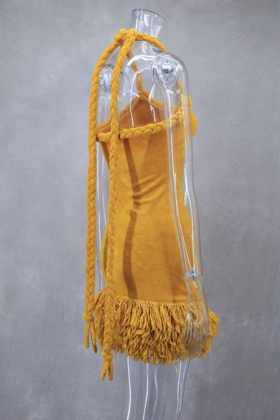 Stilla | Orange Flettet Fuzzy Trim Kjole