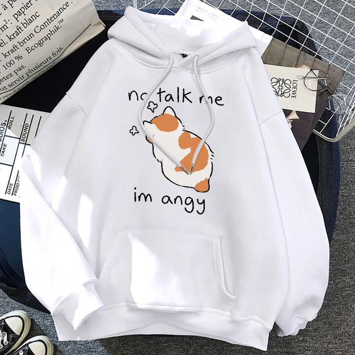 Stilla | Den store størrelse hoodie med kattemotiv til damer