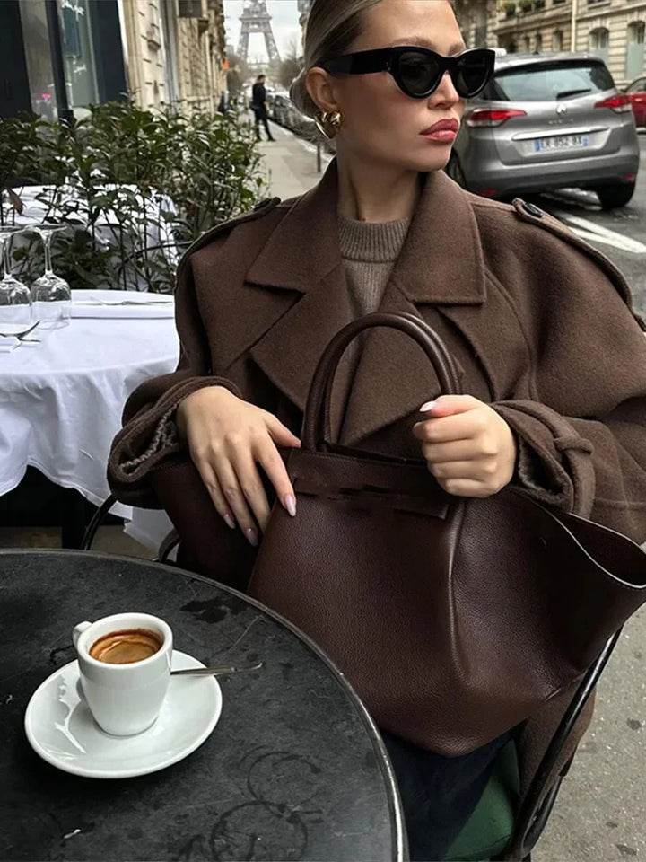 Stilla | Koffiewol Jakke Afslappet og Komfortabel