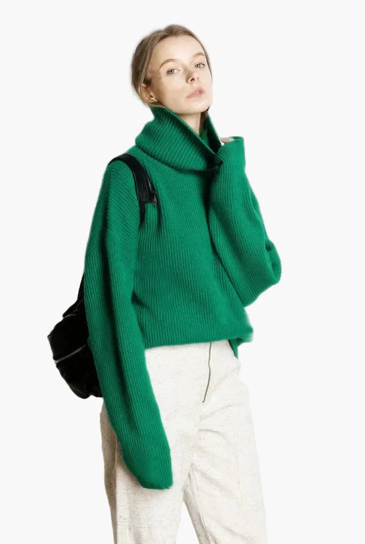 Stilla | Rullekrave Sweater Oversized Stil til Fritid og Kontor