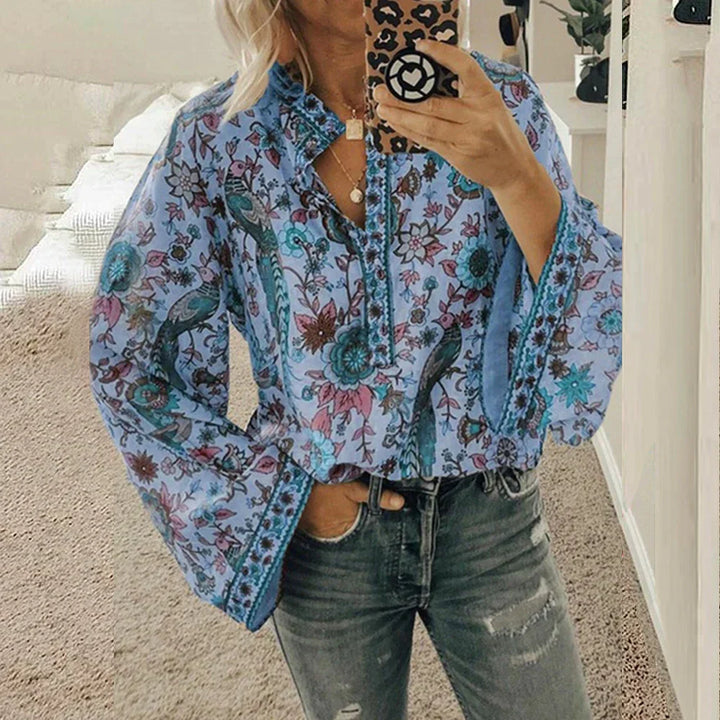 Stilla | Bluse med bøhmisk blomsterdesign