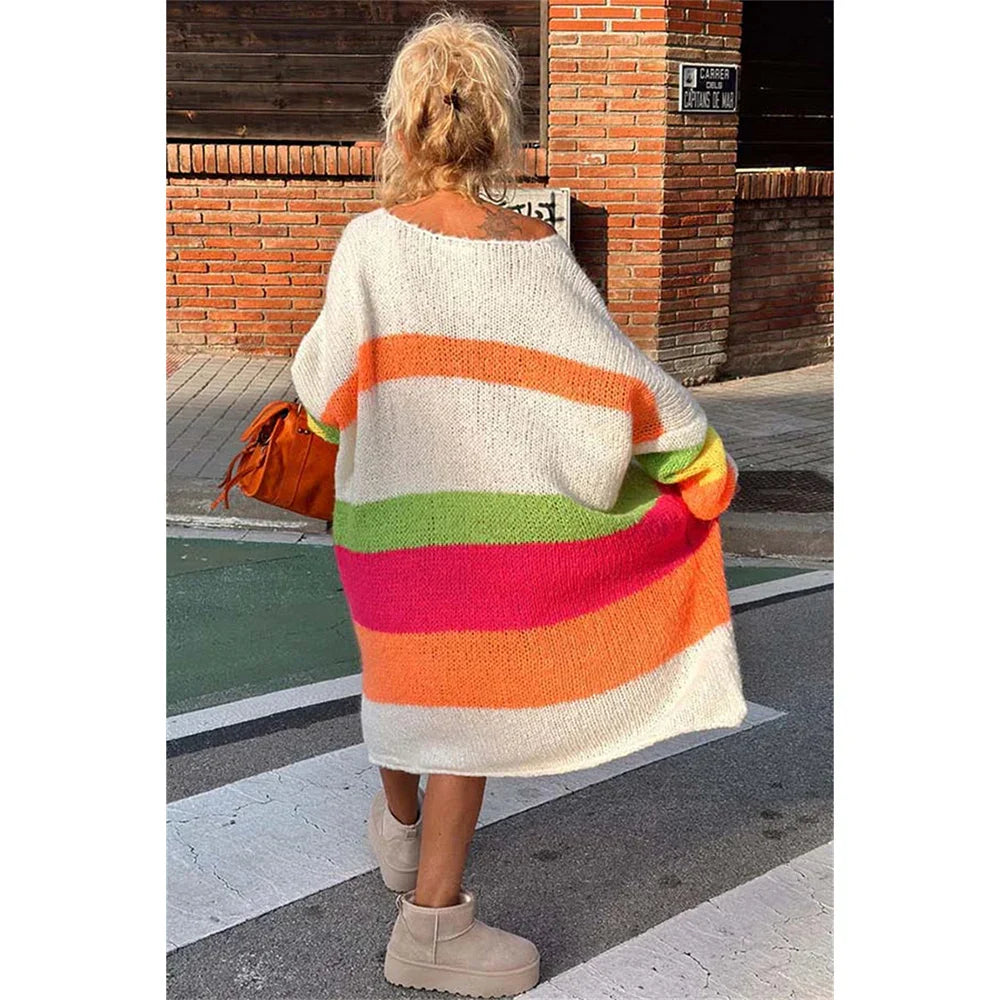Stilla | Strikket Oversized Peace Lang Trøje Kjole