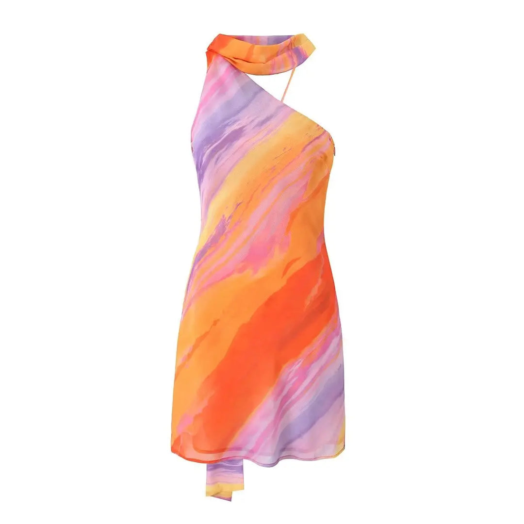 Stilla | En Skulder Orange Gradient Kjole