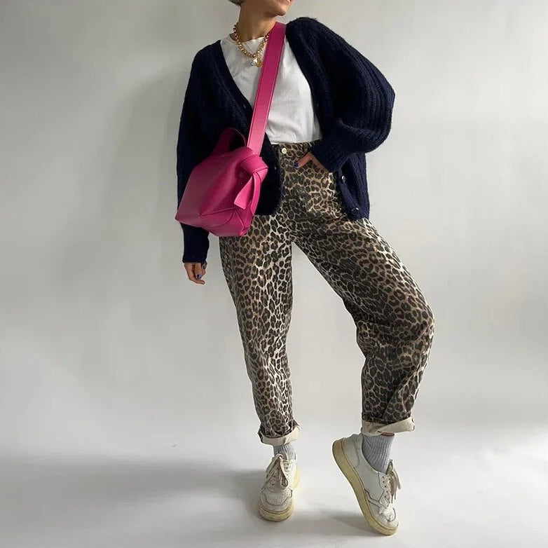 Stilla | Vintersamling Jeans Med Leopardmønster