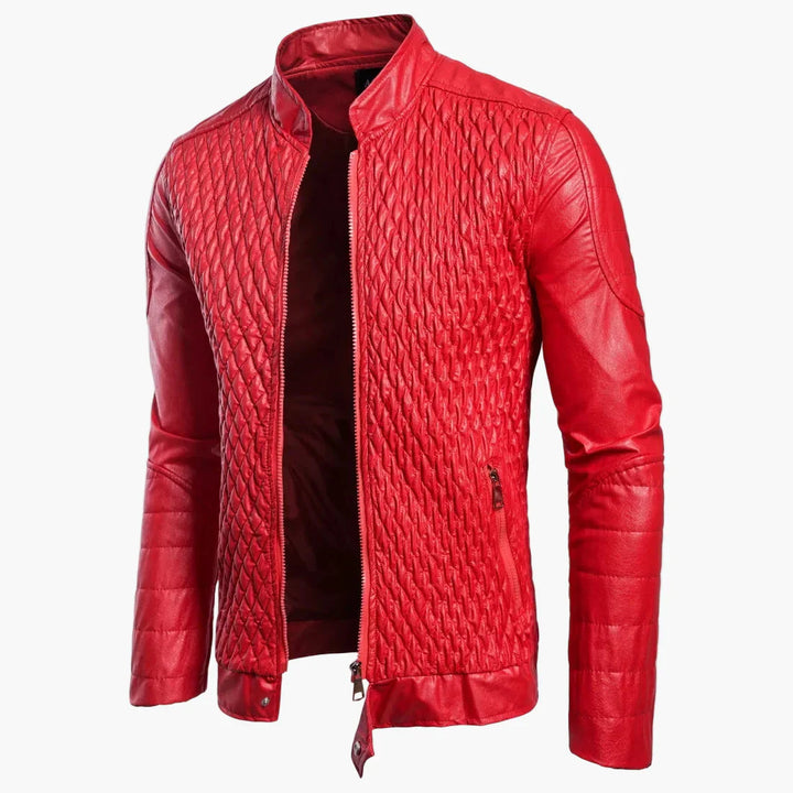 Stilla | Overgangsjakke I Biker-Stil med Høj Krave og Diamant-Design - Perfekt til Hverdag og Fritid