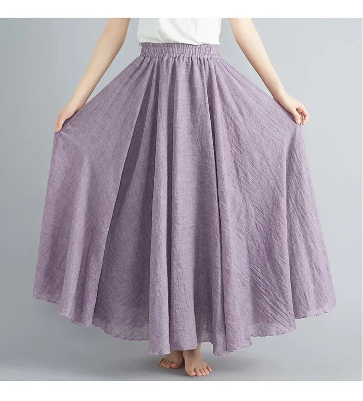 Stilla | Mode Bomulds Linned Tøj Kvinder Nederdele Maxi Y2k Elegant Strand Saia Ropa Mujer Afslappet Kjole Boho Lang Nederdel Faldas Harajuku