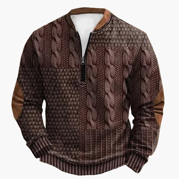 Stilla | Strikpullover med Fletter og Kvart Lynlås - Mode Fritidspullover til Efterår og Vinter