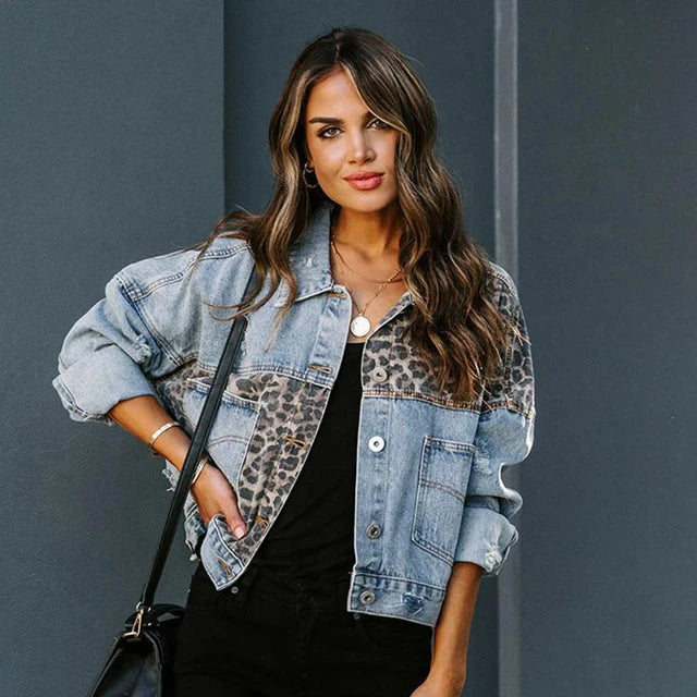 Stilla | Jeansjakke Med Leopard Patch