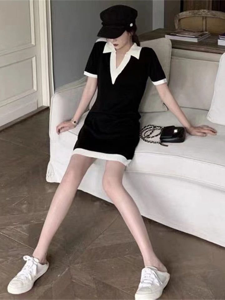 Stilla | Monokrom Kontrast Polyester Kjole