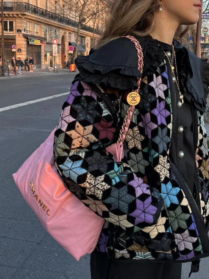 Stilla | Retro Stil Flerfarvet Steppjakke
