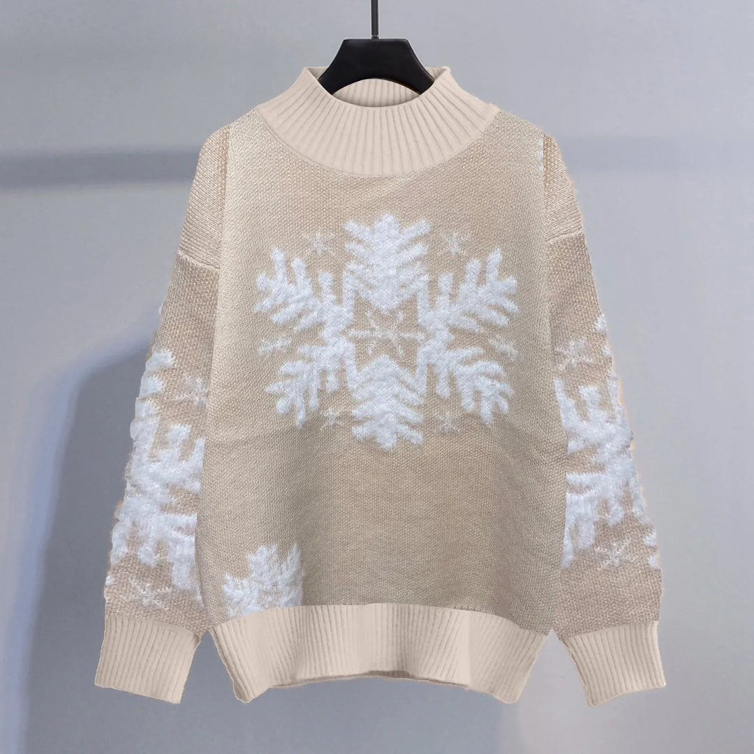Stilla | Varmer Pullover med rullekrave i strik med sneboldbroderi til damer