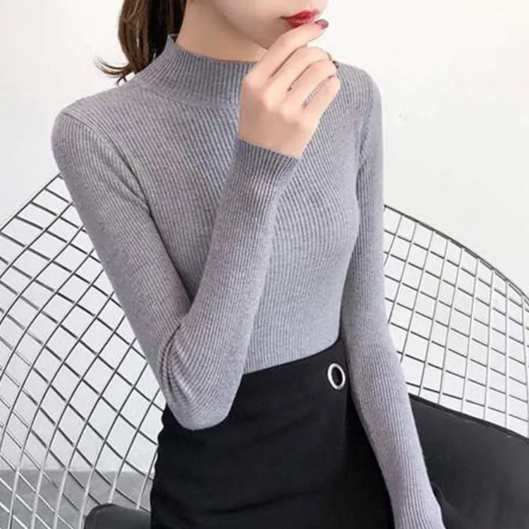 Stilla | Efterår Stehkragen Dame Pullover Vintage Basic Solid Strikoverdele