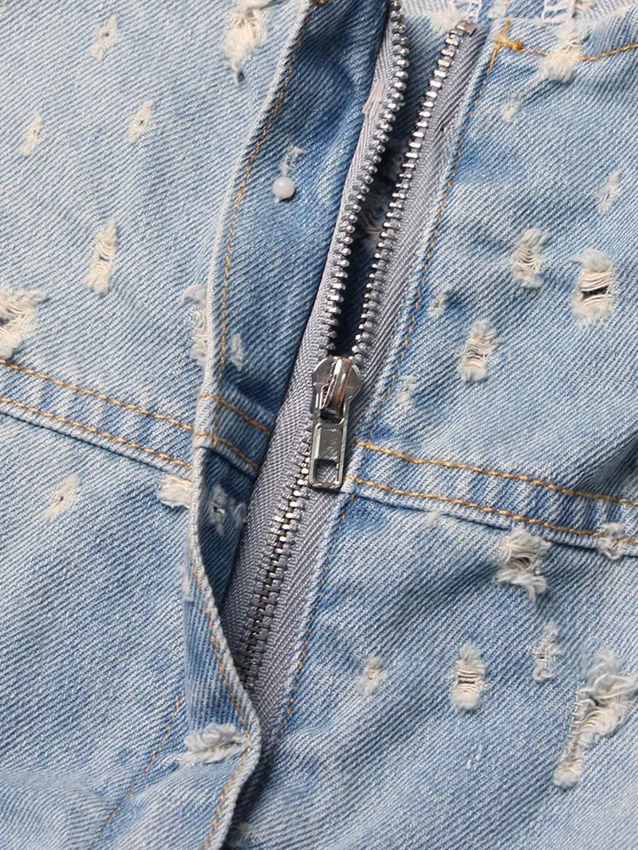 Stilla | Distressed Denim A-line Kjole