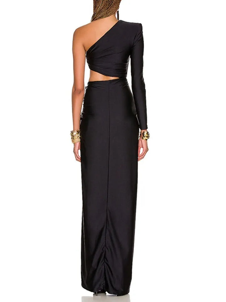 Stilla | Off the Shoulder Asymmetrisk Maxi Kjole