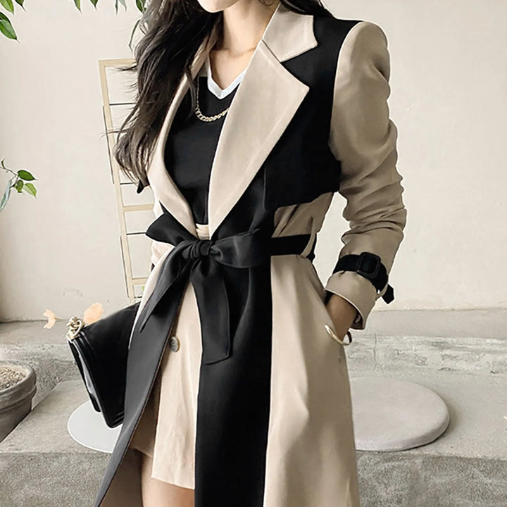 Stilla | Trenchcoat i uld-patchwork