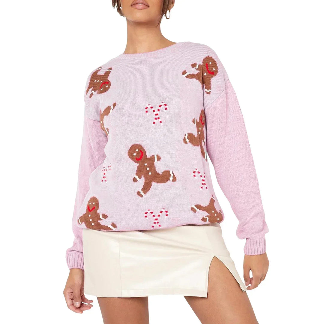 Stilla | Dame sweater med løs pasform og ingefærbrødsmønster