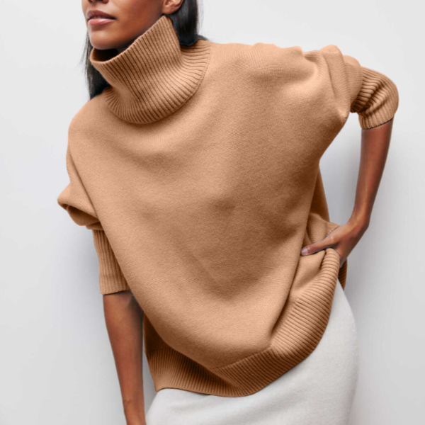 Stilla | Rullekrave sweater Oversized Fit Blød strik Korte ærmer