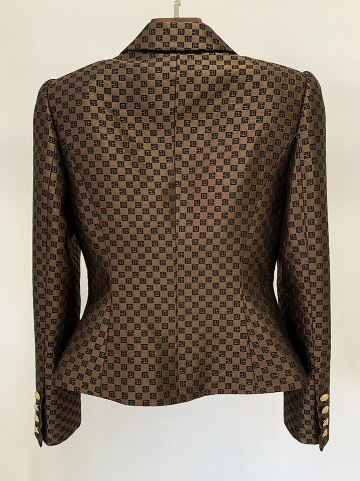 Stilla | Blazer med dobbelt knaplukning i monogram jacquard