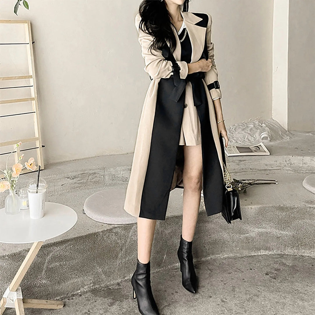 Stilla | Trenchcoat i uld-patchwork