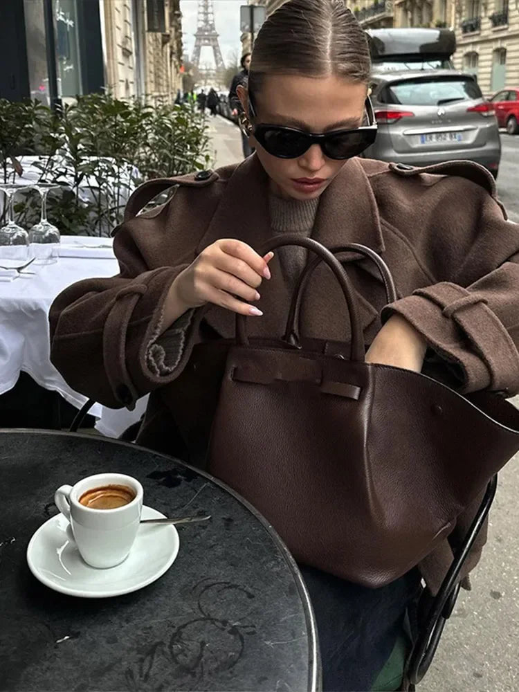 Stilla | Koffiewol Jakke Afslappet og Komfortabel