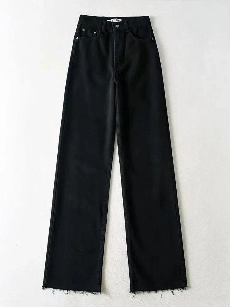 Stilla | Bred Jeans Med Høj Talje